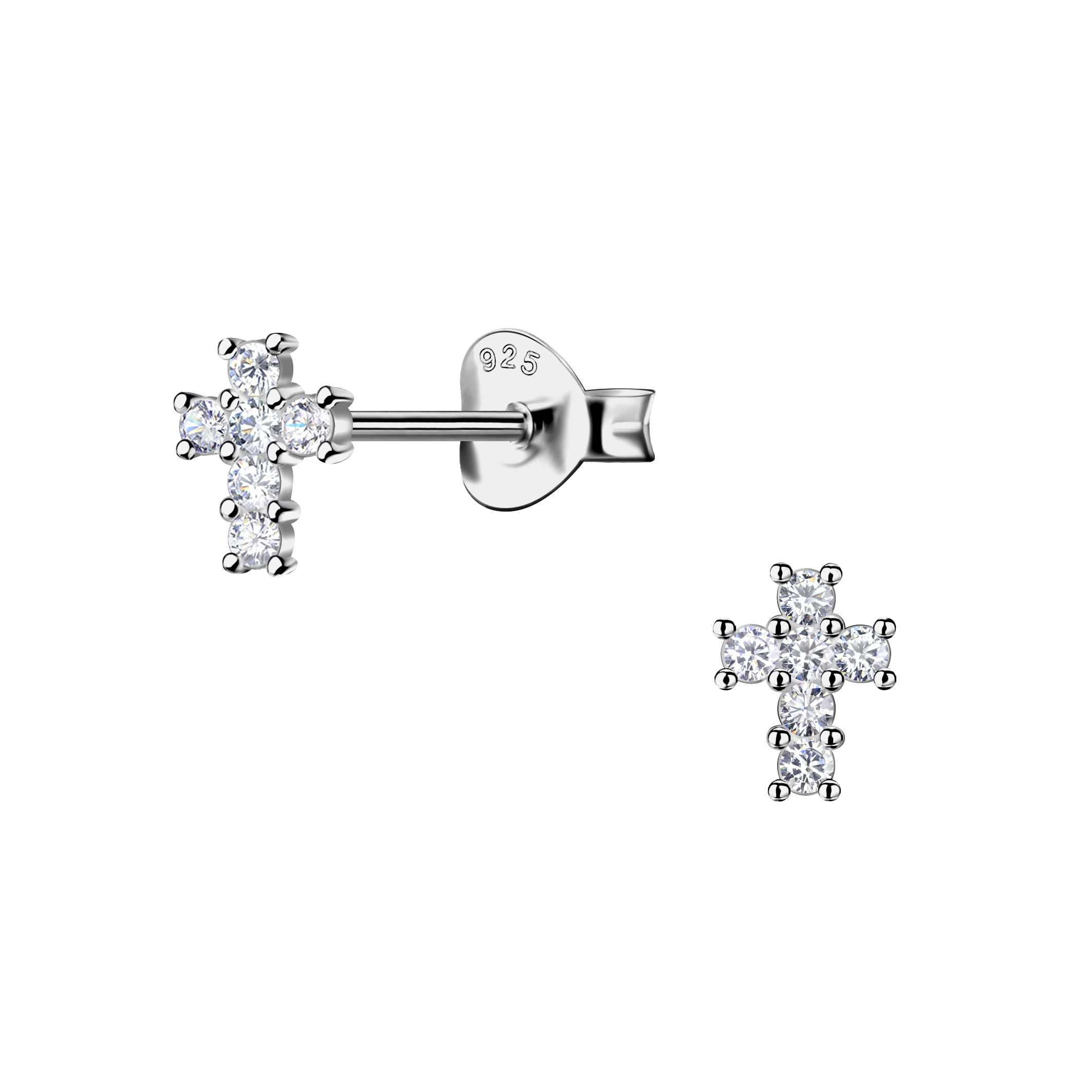 Silver Cross Cubic Zirconia Stud Earrings – Cozy Cuz